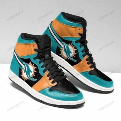 NFL Miami Dolphins Aqua Orange Air Jordan 1 High Sneakers
