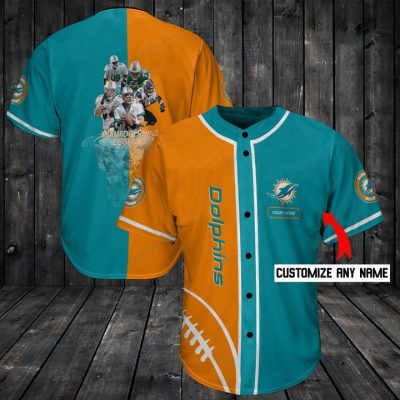 NFL Miami Dolphins Custom Name Legends Aqua Orange Baseball Jersey
