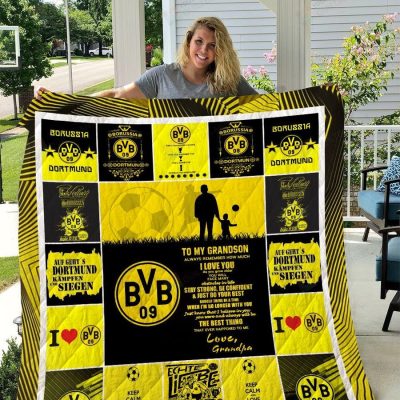 Borussia Dortmund Black Yellow To My Grandson Love Grandpa Quilt Blanket