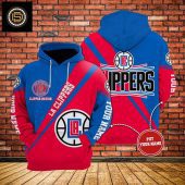 NBA Los Angeles Clippers Custom Name Number Red Blue Pullover Hoodie