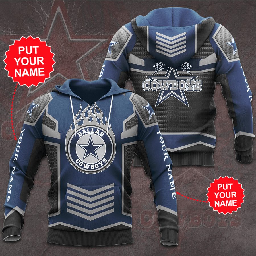 NFL Dallas Cowboys Custom Name Logo Burning Pullover Hoodie NFL Dallas Cowboys Custom Name Logo Burning Pullover Hoodie