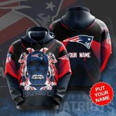 NFL New England Patriots Custom Name Skull Pullover Hoodie V2
