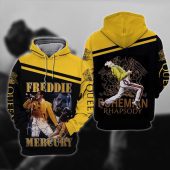 Queen Rock Band - Freddie Mercury Black Yellow Pullover Hoodie
