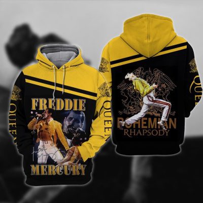 Queen Rock Band - Freddie Mercury Black Yellow Pullover Hoodie