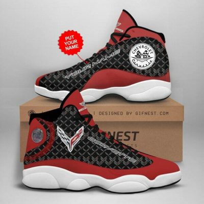Chevrolet Corvette Red Black Custom Name Air Jordan 13 Shoes