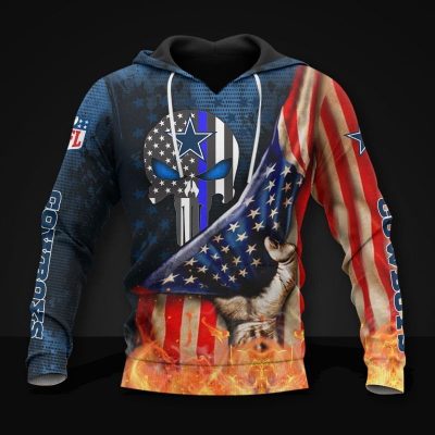 NFL Dallas Cowboys American Flag Pullover Hoodie V2