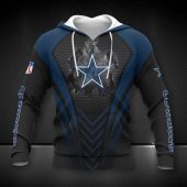 NFL Dallas Cowboys Black Blue Darken Logo Burning Pullover Hoodie
