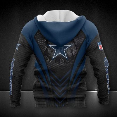 NFL Dallas Cowboys Black Blue Darken Logo Burning Pullover Hoodie