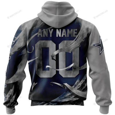 NFL Dallas Cowboys Custom Name Number Skull Pullover Hoodie