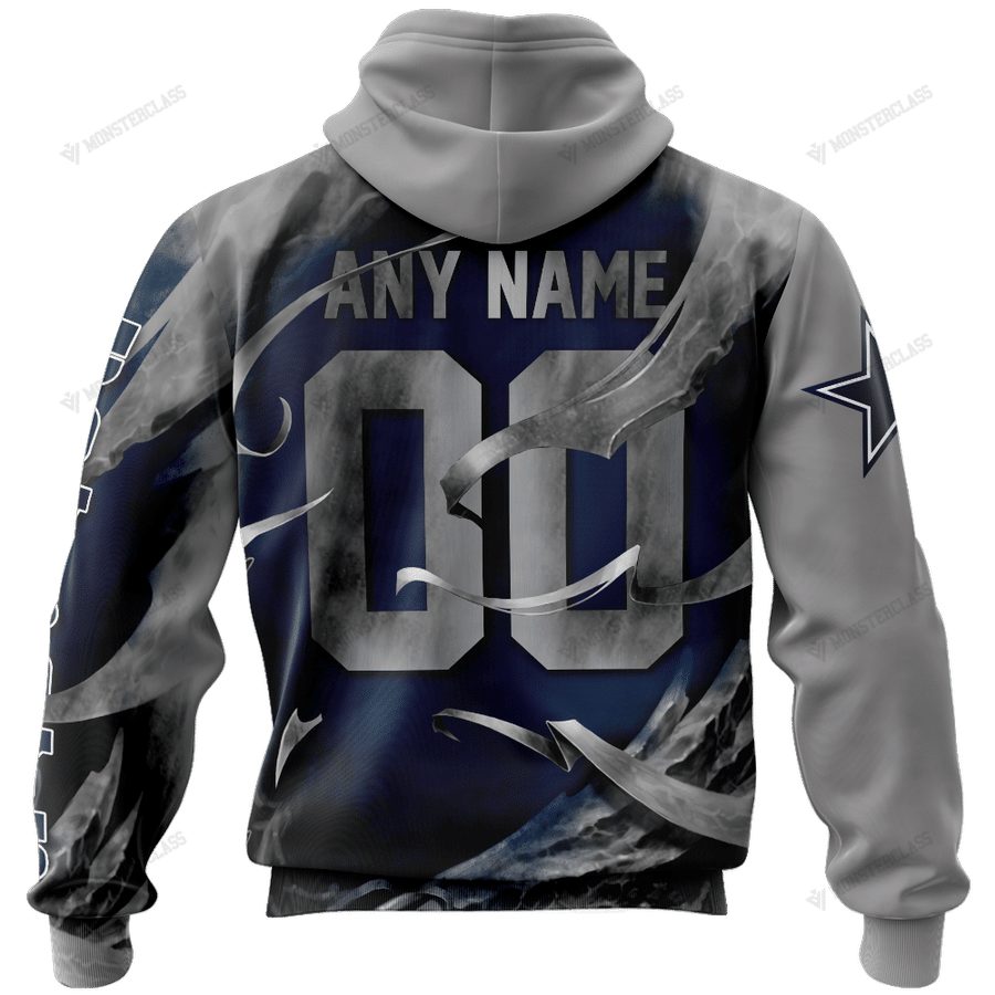 NFL Dallas Cowboys Custom Name Number Skull Pullover Hoodie NFL Dallas Cowboys Custom Name Number Skull Pullover Hoodie