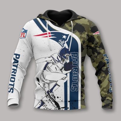 NFL New England Patriots White Camo Pullover Hoodie