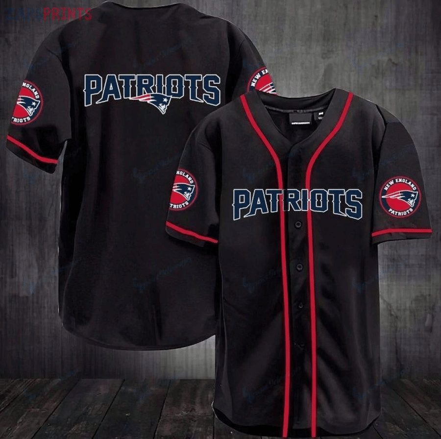 NFL New England Patriots Black Baseball Jersey NFL New England Patriots Black Baseball Jersey