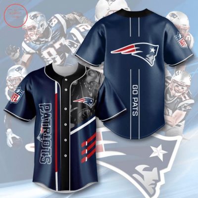 NFL New England Patriots Go Pats Dark Blue Baseball Jersey