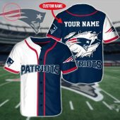 NFL New England Patriots Custom Name White Navy Baseball Jersey