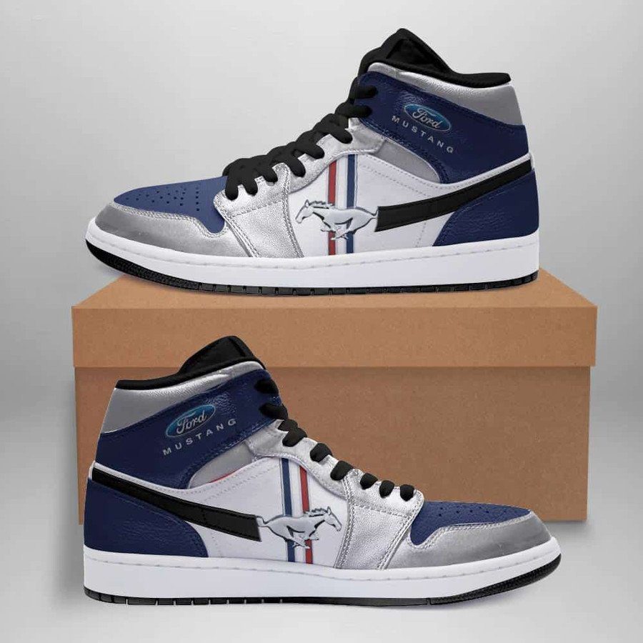 Ford Mustang Blue Air Jordan 1 High Sneakers V2 Ford Mustang Blue Air Jordan 1 High Sneakers V2