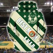 NBA Milwaukee Bucks Green Cream Best Mom Ever Pullover Hoodie