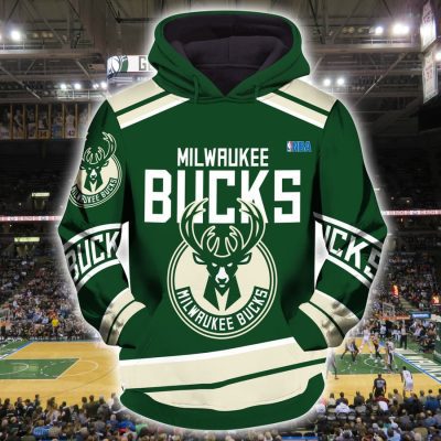 NBA Milwaukee Bucks Green Cream Pullover Hoodie V2