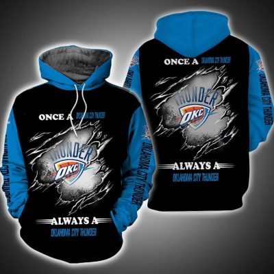 NBA Oklahoma City Thunder Blue Black Scratch For Fans Pullover Hoodie