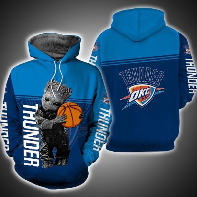NBA Oklahoma City Thunder Blue Baby Groot Pullover Hoodie