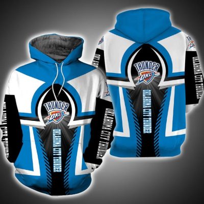 NBA Oklahoma City Thunder Blue White Light Pullover Hoodie