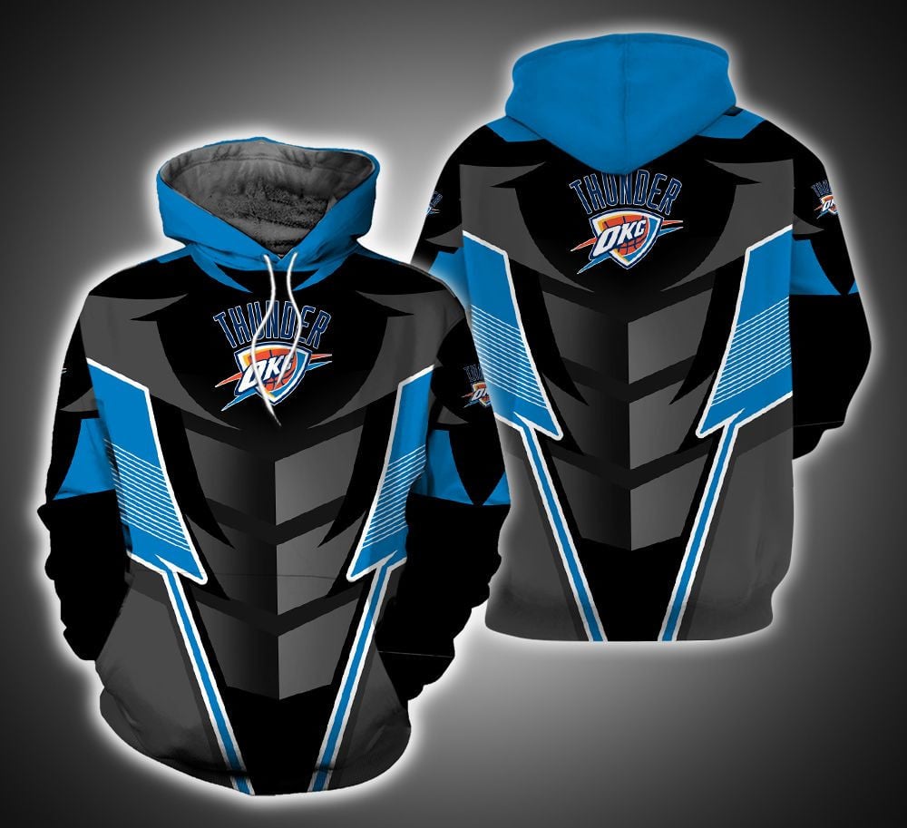 NBA Oklahoma City Thunder Black Blue Armor Pullover Hoodie NBA Oklahoma City Thunder Black Blue Armor Pullover Hoodie
