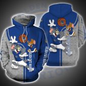 NBA Golden State Warriors Blue Gray Tom And Jerry Pullover Hoodie