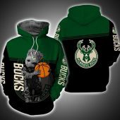 NBA Milwaukee Bucks Green Black Baby Groot Pullover Hoodie