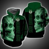 NBA Milwaukee Bucks Green Black Skull Pullover Hoodie