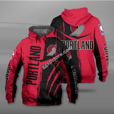 NBA Portland Trail Blazers Red Black Scratch Pullover Hoodie