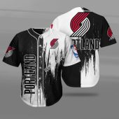 NBA Portland Trail Blazers Black White Brush Baseball Jersey