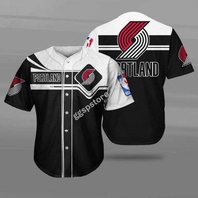 NBA Portland Trail Blazers Black White Baseball Jersey