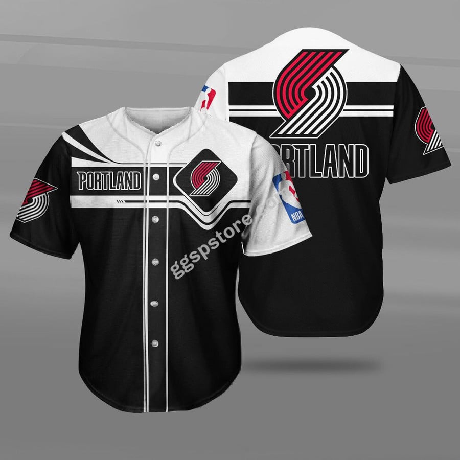 NBA Portland Trail Blazers Black White Baseball Jersey NBA Portland Trail Blazers Black White Baseball Jersey