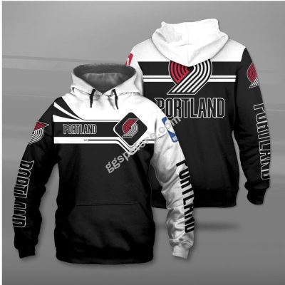 NBA Portland Trail Blazers Black White Pullover Hoodie