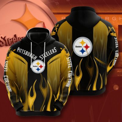 NFL Pittsburgh Steelers Black Gold Fire Pullover Hoodie
