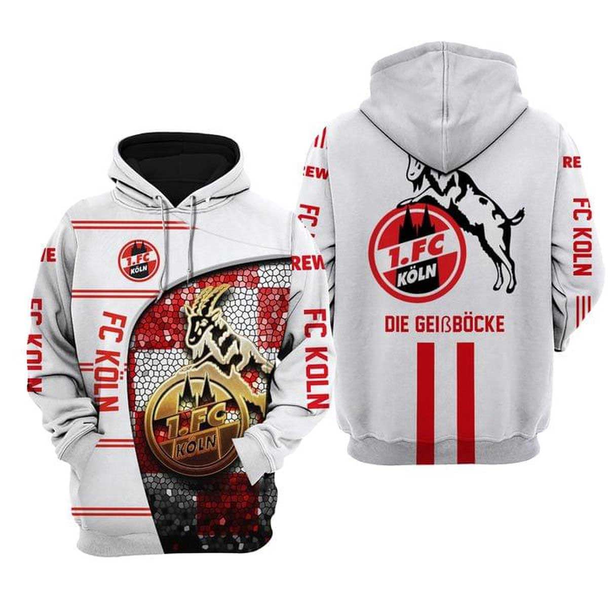 1. FC K?ln Die Geibbockke White Pullover Hoodie 1. FC K?ln Die Geibbockke White Pullover Hoodie
