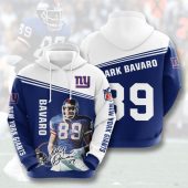NFL New York Giants Mark Bavaro Dark Blue White Pullover Hoodie