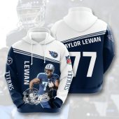 NFL Tennessee Titans Taylor Lewan Navy White Pullover Hoodie