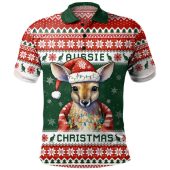 Australia Polo Shirt Merry Christmas Spirit Kangaroo Edition