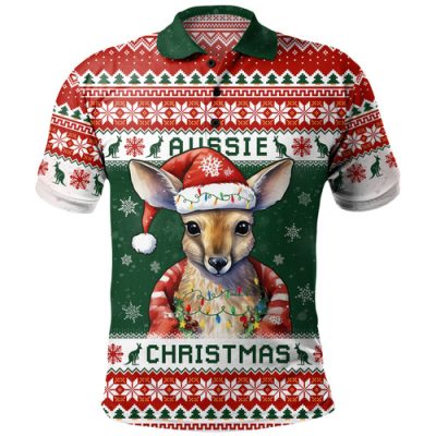 Australia Polo Shirt Merry Christmas Spirit Kangaroo Edition