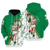 NBA Boston Celtics White Green Half Larry Bird No 34 Pullover Hoodie V2