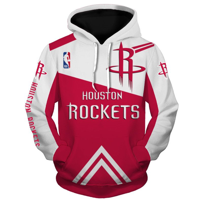 NBA Houston Rockets Red White Pullover Hoodie V2 NBA Houston Rockets Red White Pullover Hoodie V2