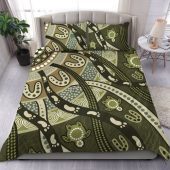 Australia Aboriginal Bedding Set - Green Turtle Aboriginal Painting Bedding Set