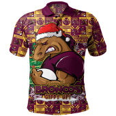Brisbane Broncos Polo Shirt Merry Ugly Christmas Comic Style