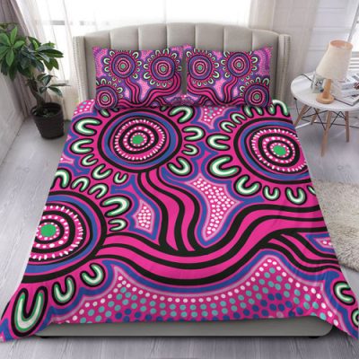 Australia Aboriginal Bedding Set - Dot Patterns From Indigenous Australian Culture (Purple) Bedding Set
