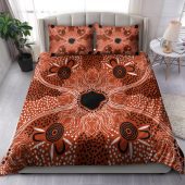 Australia Aboriginal Inspired Bedding Set - Indigenous Map Aboiginal Inspired Dot Painting Style