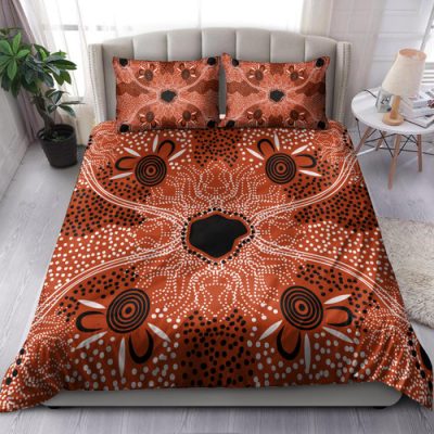 Australia Aboriginal Inspired Bedding Set - Indigenous Map Aboiginal Inspired Dot Painting Style