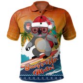 Australia Polo Shirt Merry Christmas Surf's Up, Mate Koala