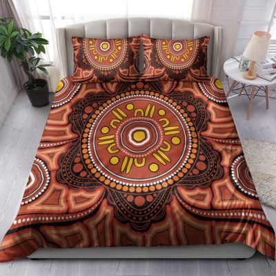 Australia Aboriginal Inspired Bedding Set - Aboriginal Connection Concept Artwork 05