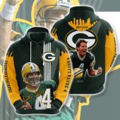 NFL Green Bay Packers Brett Favre Dark Green Gold Pullover Hoodie V2