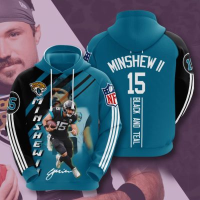 NFL Jacksonville Jaguars Gardner Minshew Teal Black Stripes Pullover Hoodie